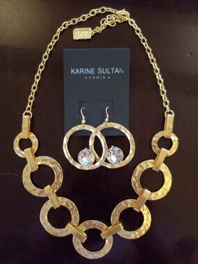 Karine Sultan Marie Statement Necklace & Rhinestone Earrings NWT